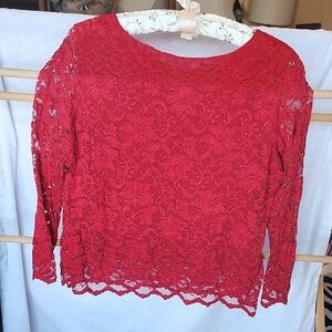 Chic Red Lace Blouse